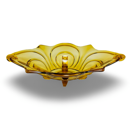 Gesamtansicht der ovalen Art-Deco-Pressglasschale von August Walther & Söhne