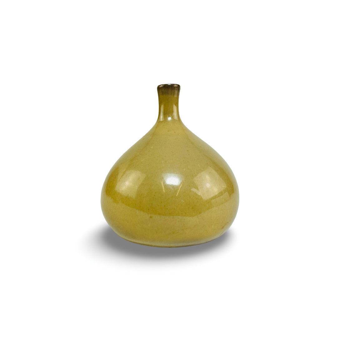 Ruelland Vintage-Vase, gelbe Keramikglasur – Ansicht von vorne