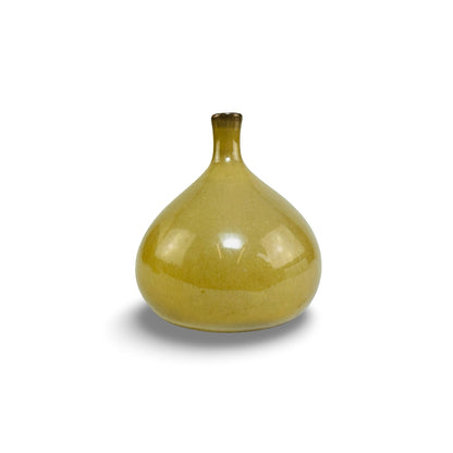 Ruelland Vintage-Vase, gelbe Keramikglasur – Ansicht von vorne