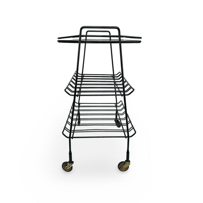 Short side of the wire trolley without tray, showing the double wire gallery