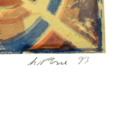 Detail Bleistiftsignatur W. Posse 93 unter der Silberätzung mit feinen Haarrissen am Blattrand