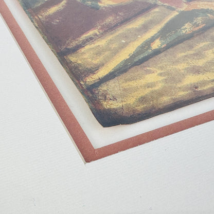 Detail Bildecke mit lasierenden Farben und terrakottafarbener Passepartoutkante
